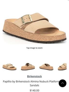 Birkenstock Almina Nubuck Platform Sandals - Beige Cork